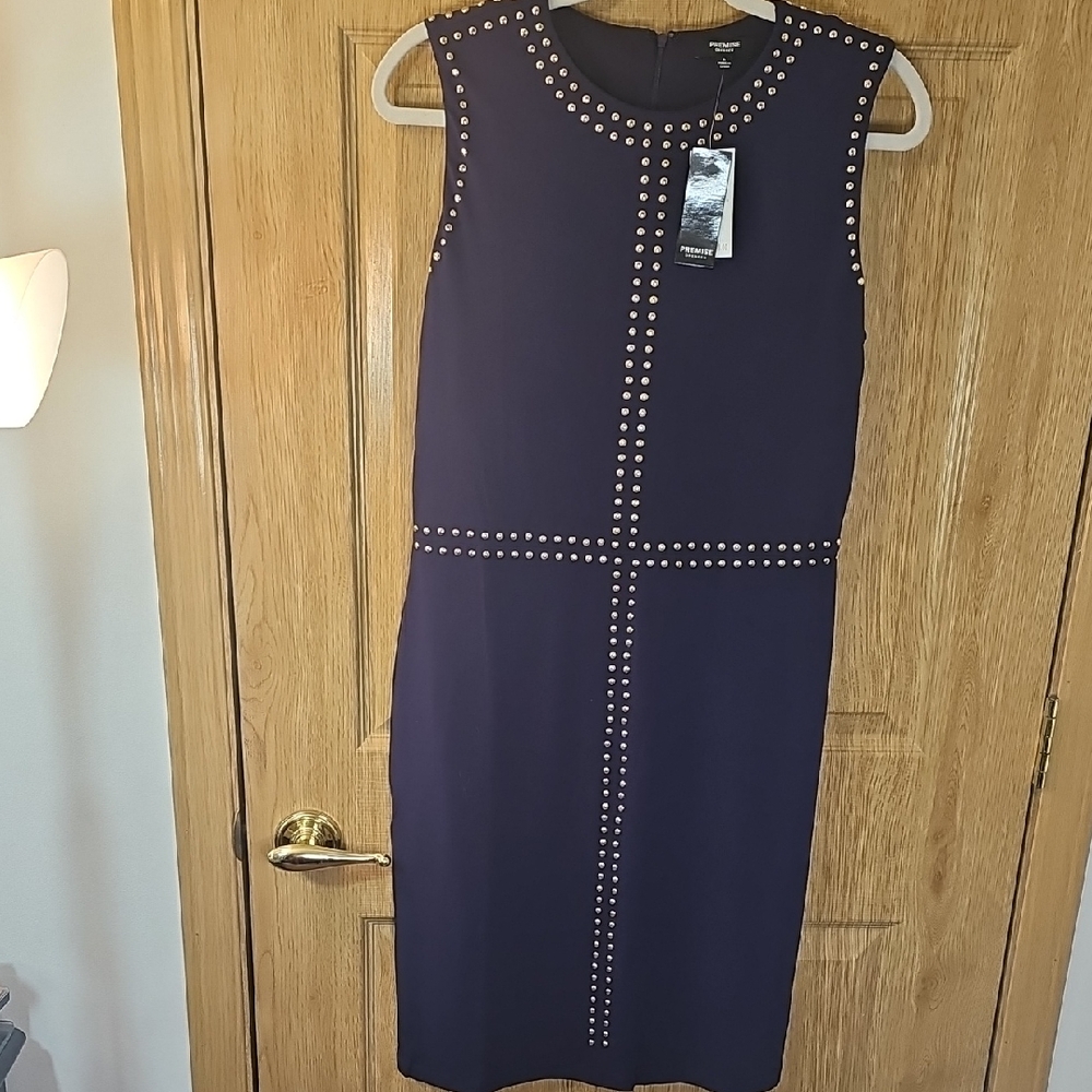 Premise Dark Blue Studded Midi Dress